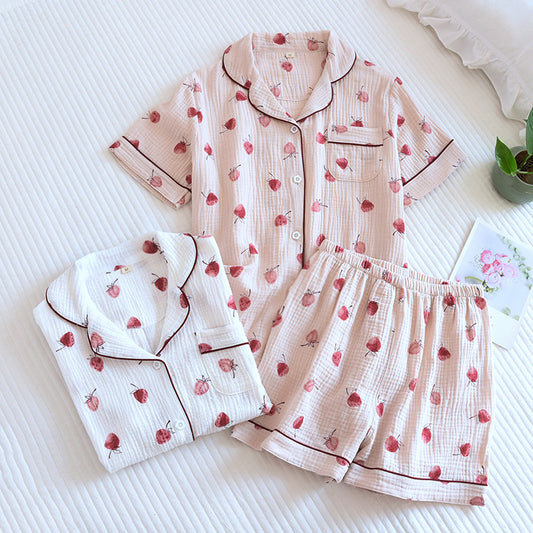 Pure Cotton Short Sleeved Summer-print Pyjamas