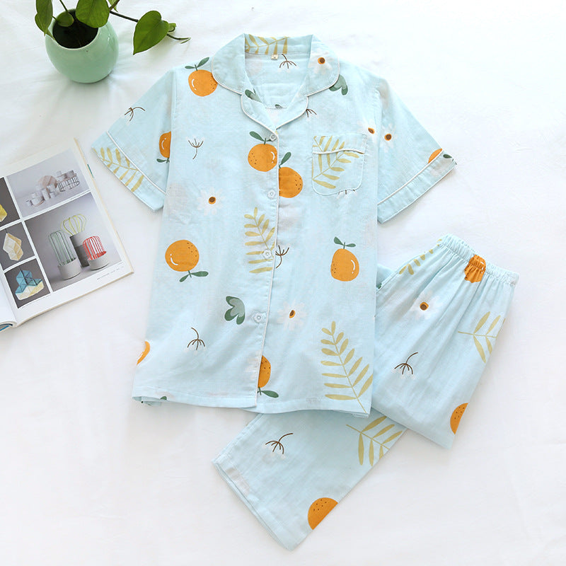 Loose-fit Short-sleeved Cotton Sleep Set