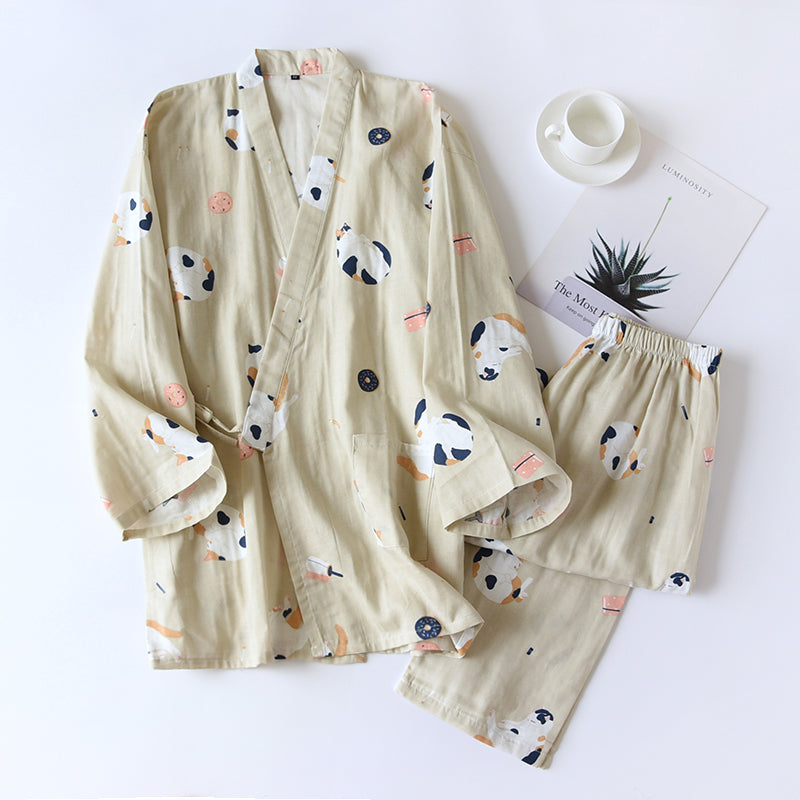 Kimono Style Cotton Unisex Loungewear Suit