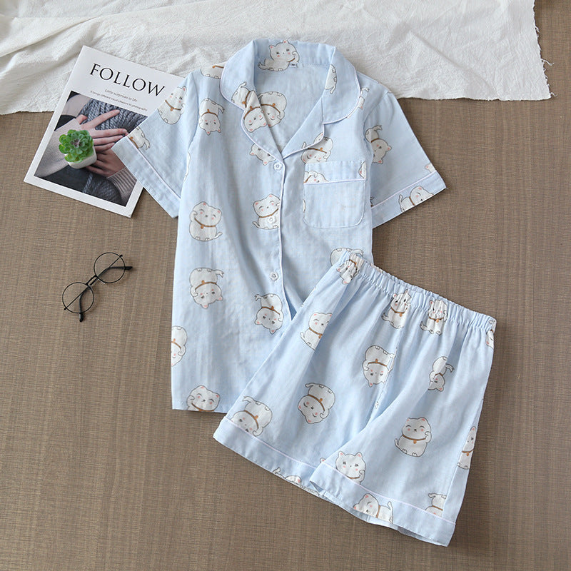 Cotton Yarn Short Two-piece Summer Suit