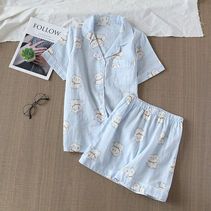 Cotton Yarn Short Two-piece Summer Suit