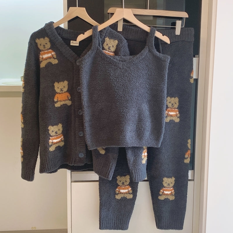 Soft-touch Bear Design Warm Pyjamas