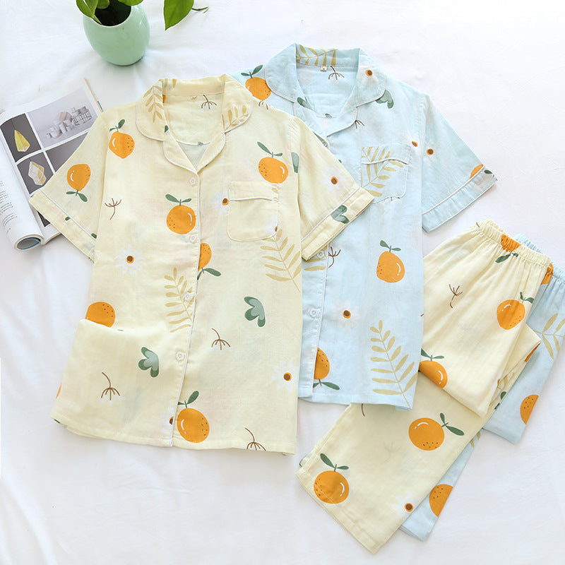 Loose-fit Short-sleeved Cotton Sleep Set