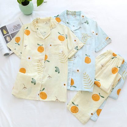 Loose-fit Short-sleeved Cotton Sleep Set