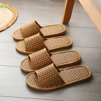 Rattan Mat Woven Straw Slippers