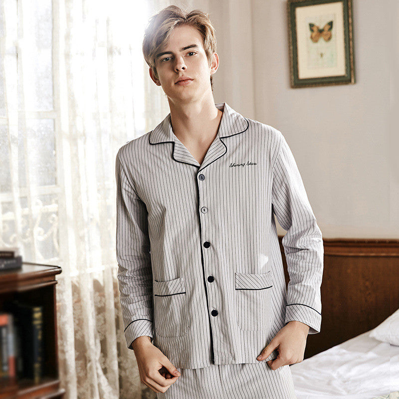 Men's Vertical Stripe Old School Cotton Pajamas