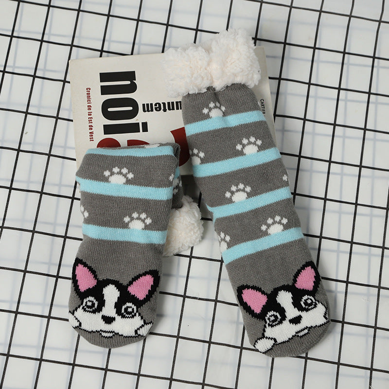 Plush Animal Face Warm House Socks