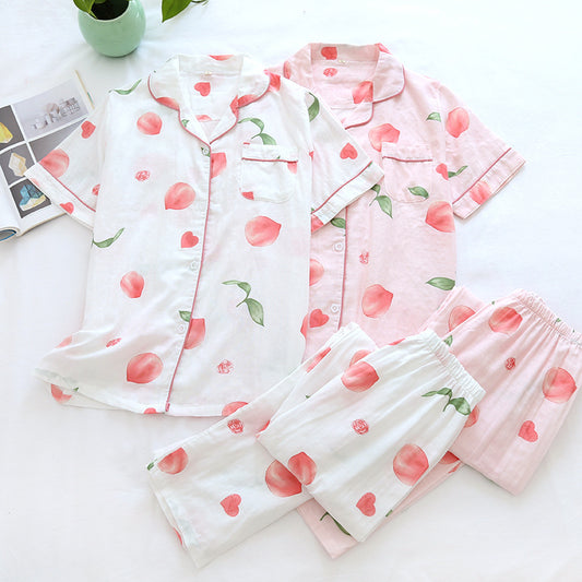 Loose-fit Short-sleeved Cotton Sleep Set