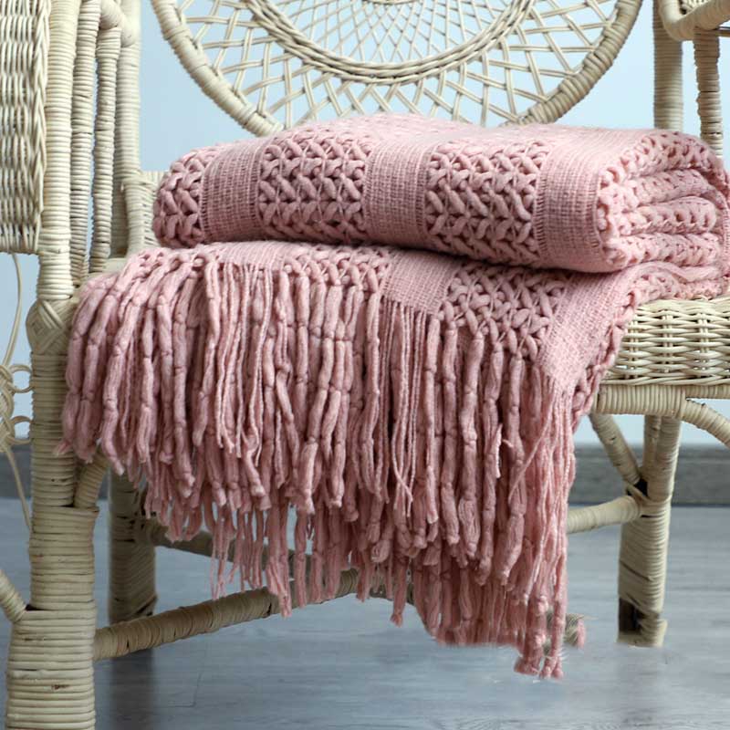 Soft Bed End Blanket with Tassles